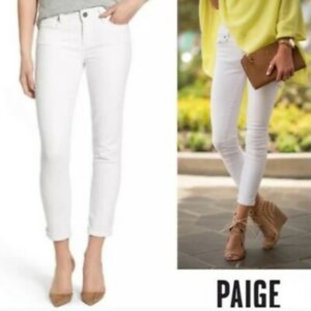 PAIGE White Denim 'Kylie' Crop with Roll Up